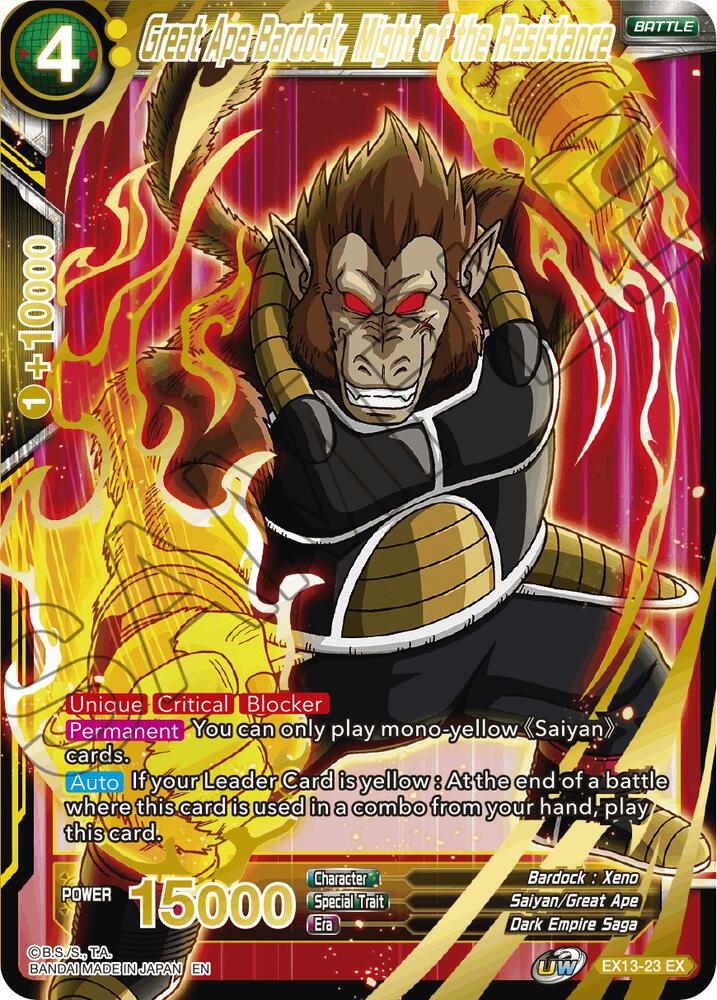 Great Ape Bardock Might of the Resistance Foil EX13-23 Special Anniversary Set 2020 Dragonball Super card