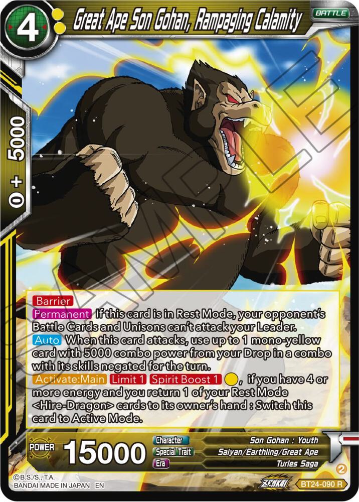 Great Ape Son Gohan Rampaging Calamity Foil BT24-090 Beyond Generations Dragonball Super card