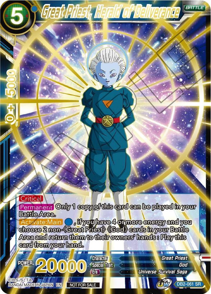 Great Priest Herald of Deliverance Alternate Art DB2-061 Tournament Promotion Cards Dragonball Super card