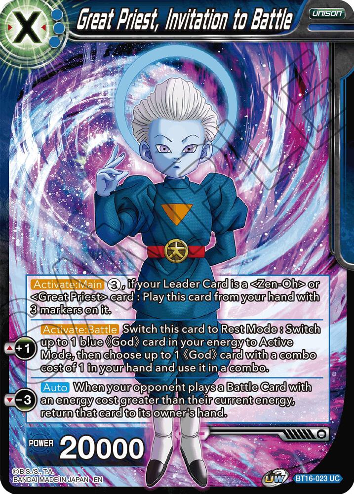 Great Priest Invitation to Battle BT16-023 Realm of the Gods Dragonball Super card