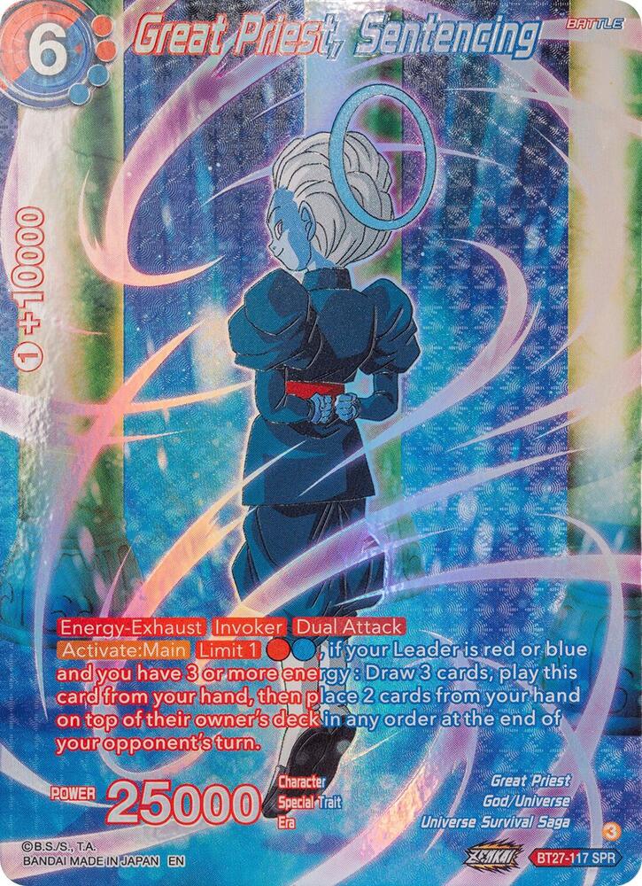 Great Priest Sentencing SPR BT27-117 History of Z Dragonball Super card