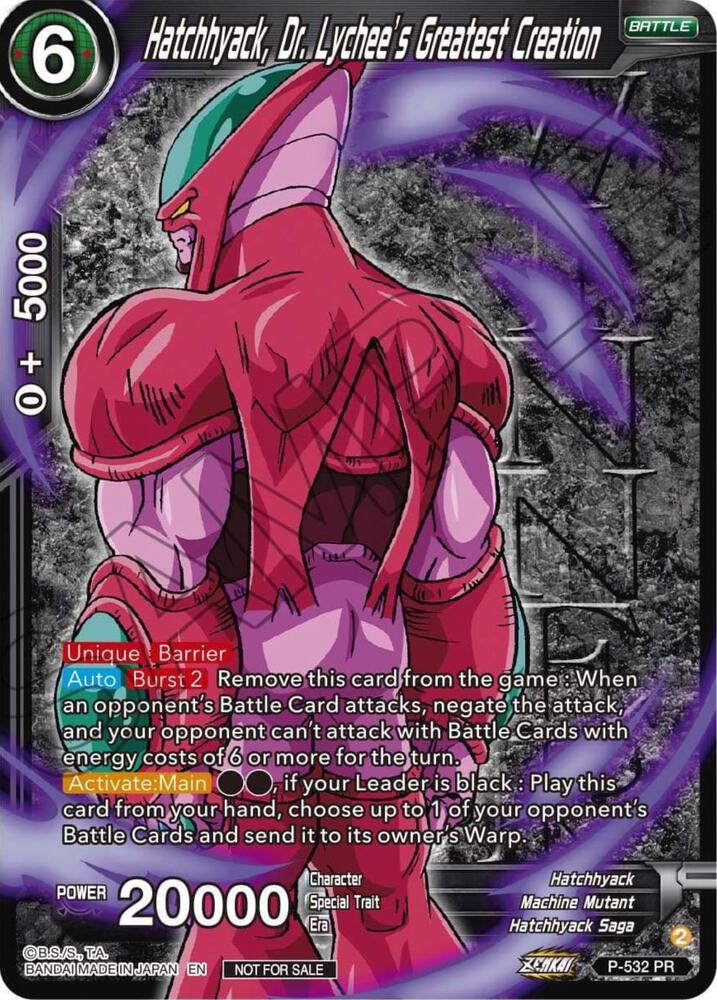 Hatchhyack Dr Lychees Greatest Creation Winner Stamped Zenkai Series Tournament Pack Vol5 P-532 Tournament Promotion Cards Dragonball Super card