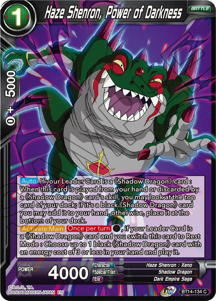 Haze Shenron Power of Darkness Foil BT14-134 Cross Spirits Dragonball Super card
