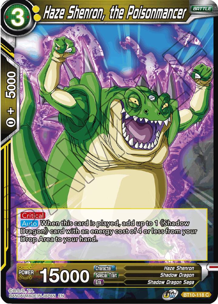 Haze Shenron the Poisonmancer Foil BT10-118 Rise of the Unison Warrior Dragonball Super card