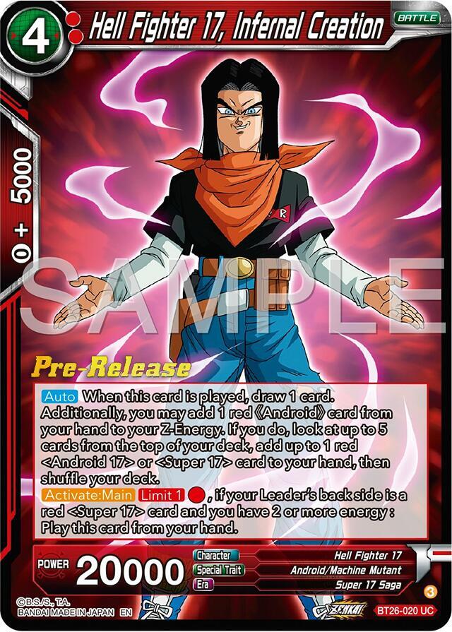 Hell Fighter 17 Infernal Creation BT26-020 Ultimate Advent Pre-Release Cards Dragonball Super card