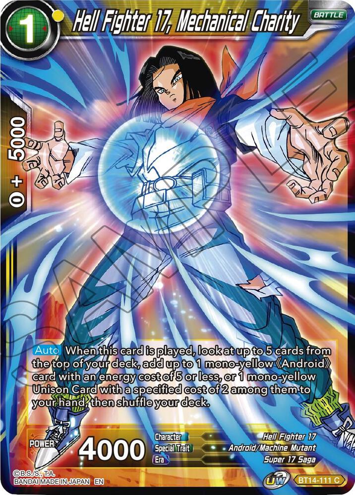 Hell Fighter 17 Mechanical Charity BT14-111 Cross Spirits Dragonball Super card