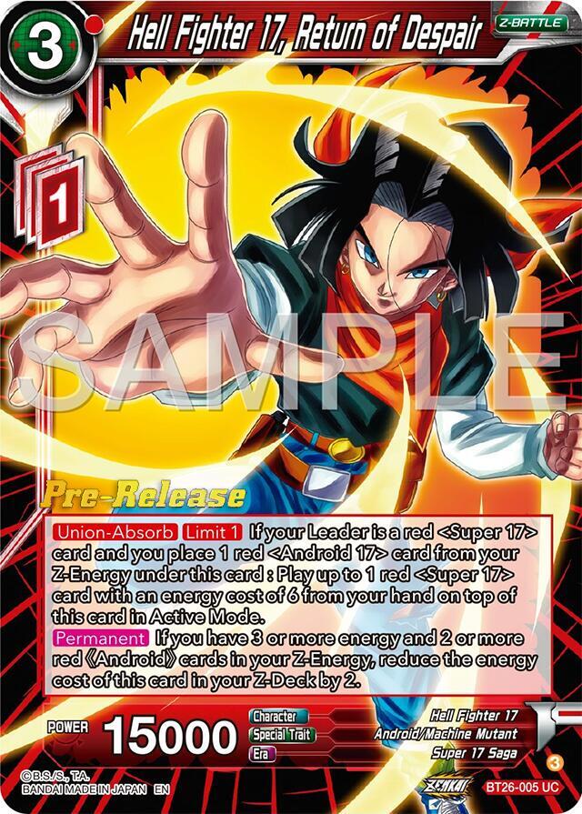 Hell Fighter 17 Return of Despair BT26-005 Ultimate Advent Pre-Release Cards Dragonball Super card