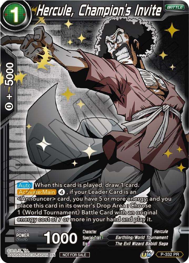 Hercule Champions Invite Championship Pack 2021 Vol1 Winner Gold Stamped P-332 Promotion Cards Dragonball Super card