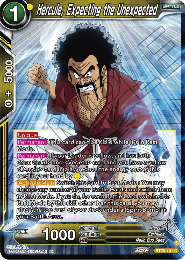 Hercule Expecting the Unexpected BT20-101 Power Absorbed Dragonball Super card