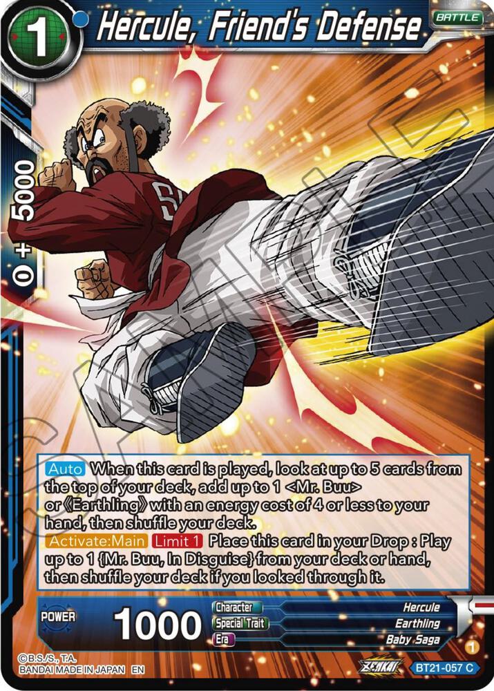 Hercule Friends Defense Foil BT21-057 Wild Resurgence Dragonball Super card