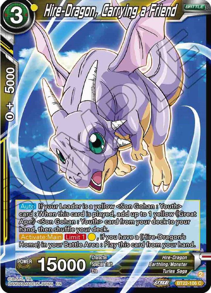 Hire Dragon Carrying a Friend Foil BT22-106 Critical Blow Dragonball Super card