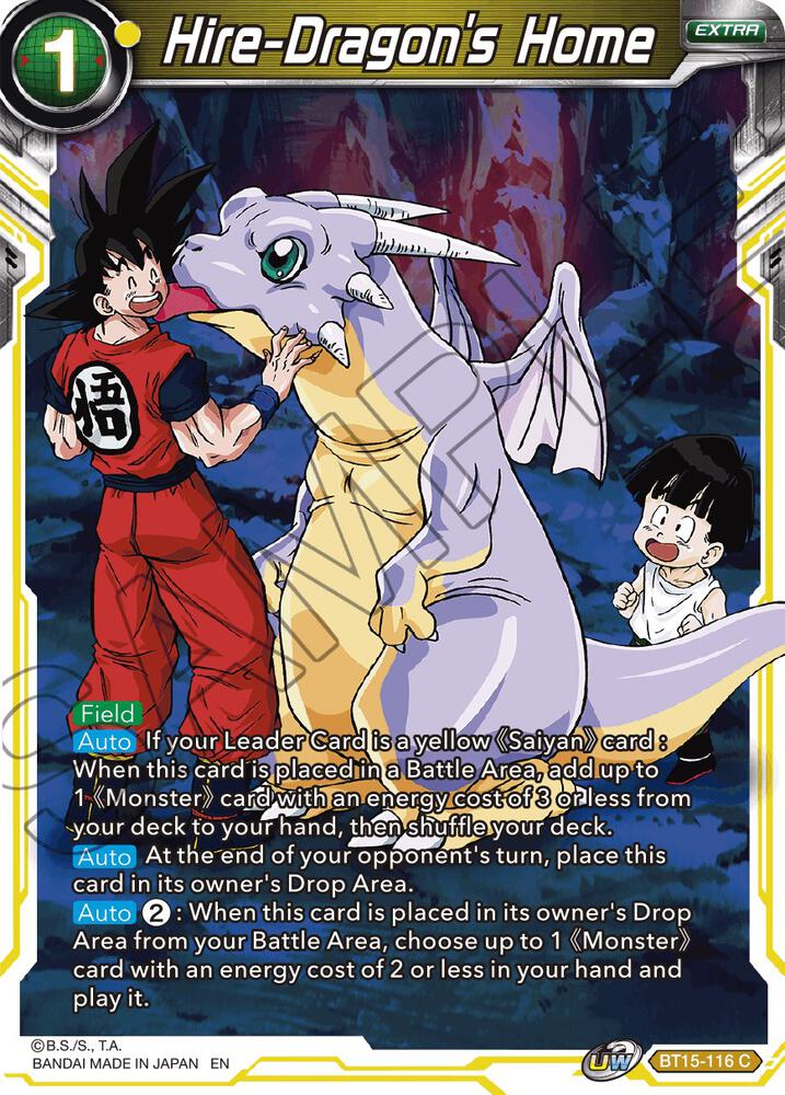Hire Dragons Home Foil BT15-116 Saiyan Showdown Dragonball Super card