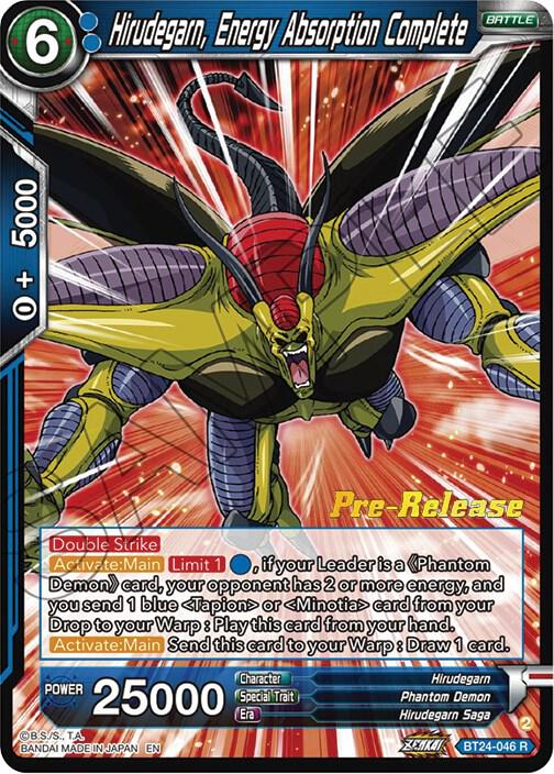 Hirudegarn Energy Absorption Complete BT24-046 Beyond Generations Pre-Release Cards Dragonball Super card
