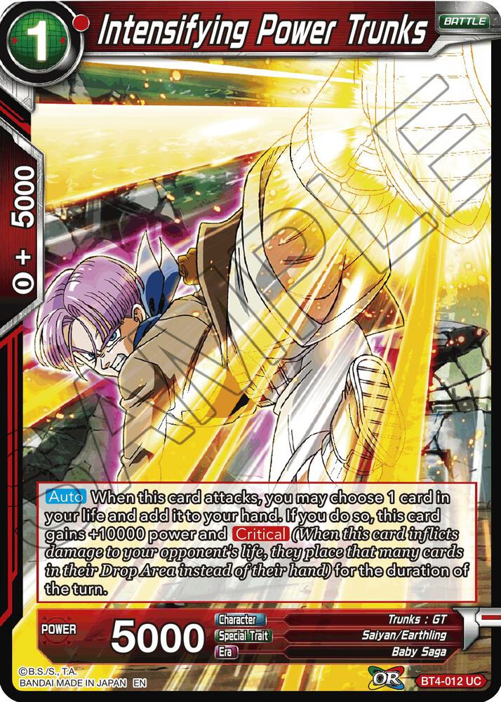 Intensifying Power Trunks Reprint BT4-012 Battle Evolution Booster Dragonball Super card