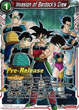 Invasion of Bardocks Crew BT13-027 Supreme Rivalry Pre-Release Cards Dragonball Super card