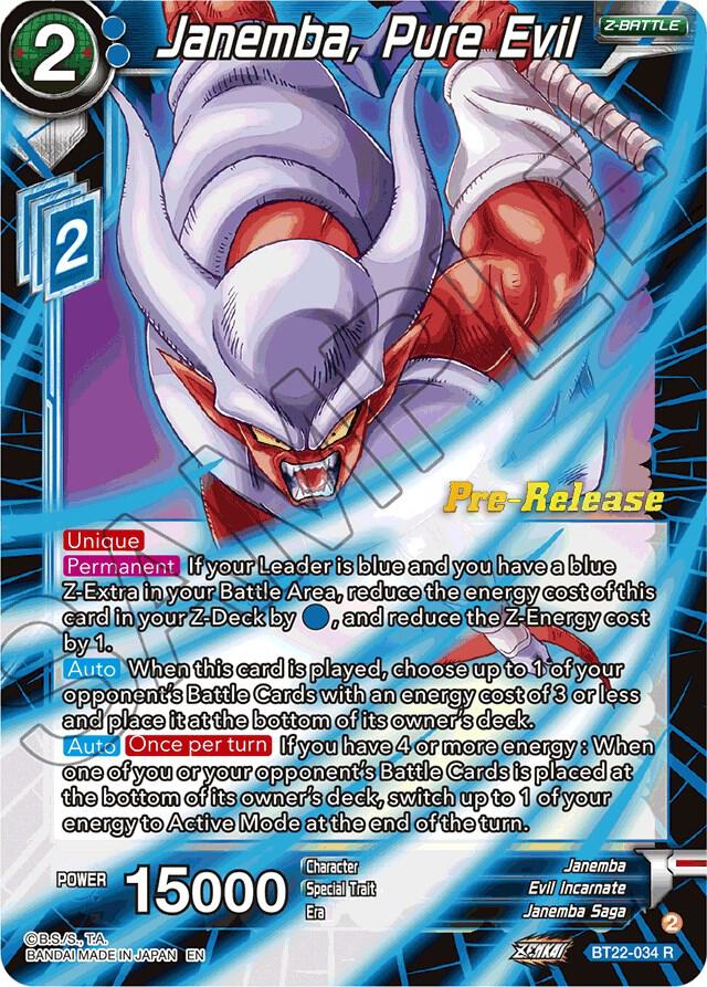 Janemba Pure Evil BT22-034 Critical Blow Pre-Release Cards Dragonball Super card