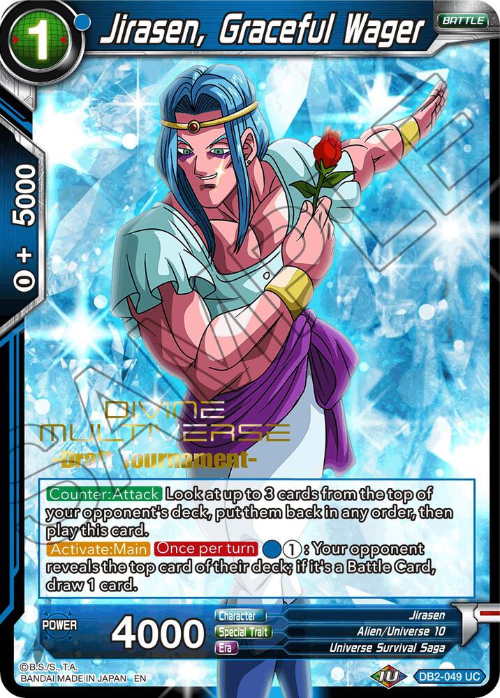 Jirasen Graceful Wager Divine Multiverse Draft Tournament DB2-049 Tournament Promotion Cards Dragonball Super card