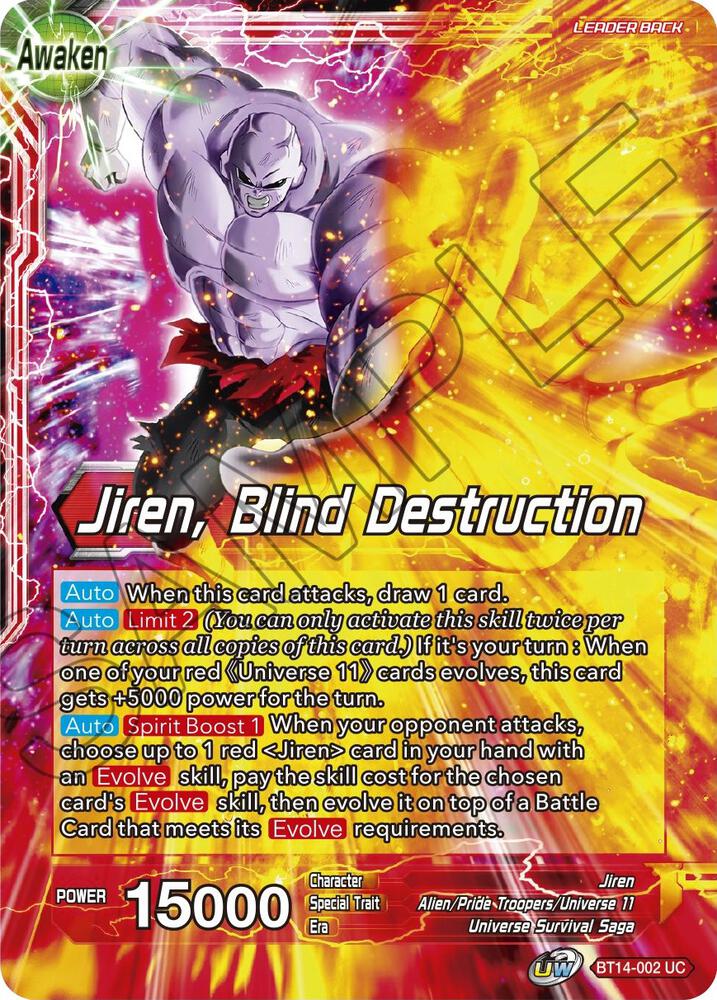 Jiren Jiren Blind Destruction Foil BT14-002 Cross Spirits Dragonball Super card