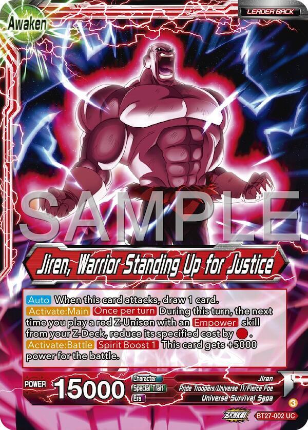 Jiren Jiren Warrior Standing Up for Justice BT27-002 History of Z Dragonball Super card