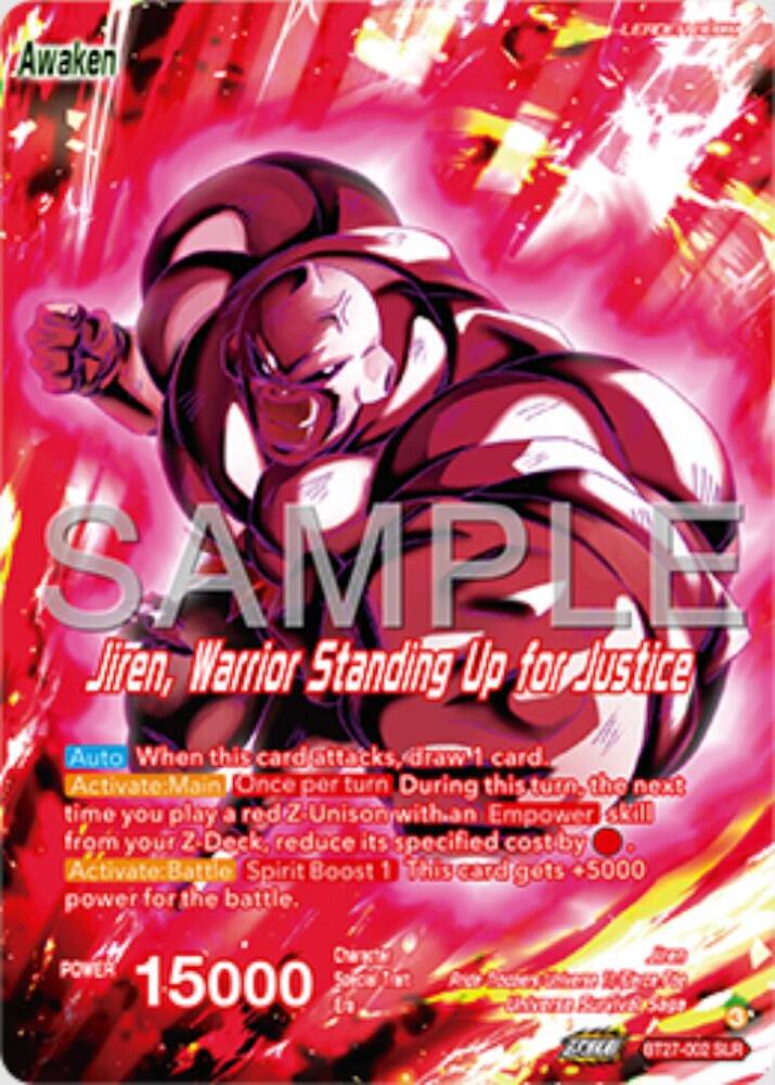 Jiren Jiren Warrior Standing Up for Justice SLR BT27-002 History of Z Dragonball Super card