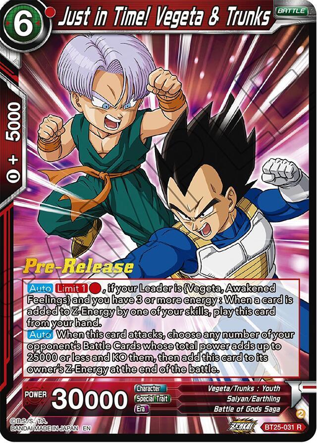 Just in Time Vegeta and Trunks BT25-031 Legend of the Dragon Balls Pre-Release Cards Dragonball Super card