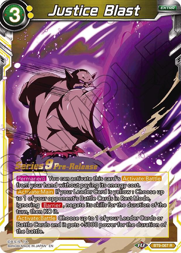 Justice Blast BT9-067 Universal Onslaught Pre-Release Cards Dragonball Super card