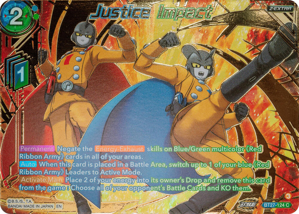 Justice Impact Gold Stamped BT27-124 History of Z Dragonball Super card