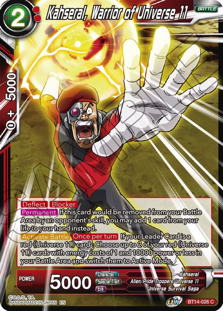 Kahseral Warrior of Universe 11 Foil BT14-026 Cross Spirits Dragonball Super card