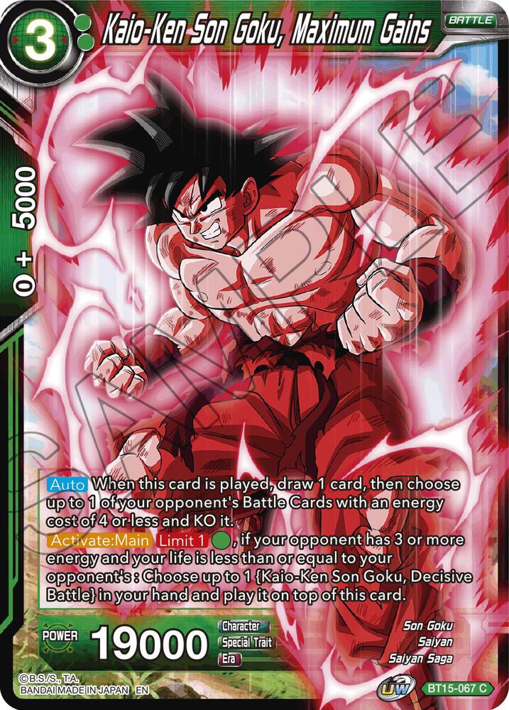 Kaio Ken Son Goku Maximum Gains Foil BT15-067 Saiyan Showdown Dragonball Super card