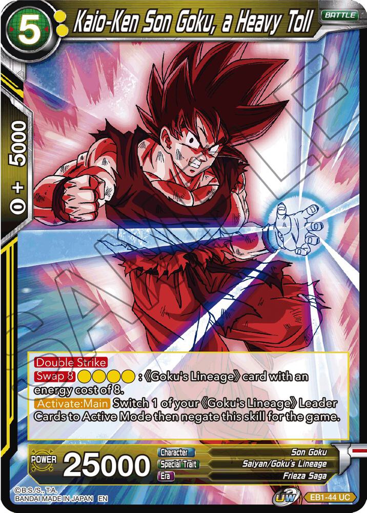 Kaio Ken Son Goku a Heavy Toll EB1-44 Battle Evolution Booster Dragonball Super card