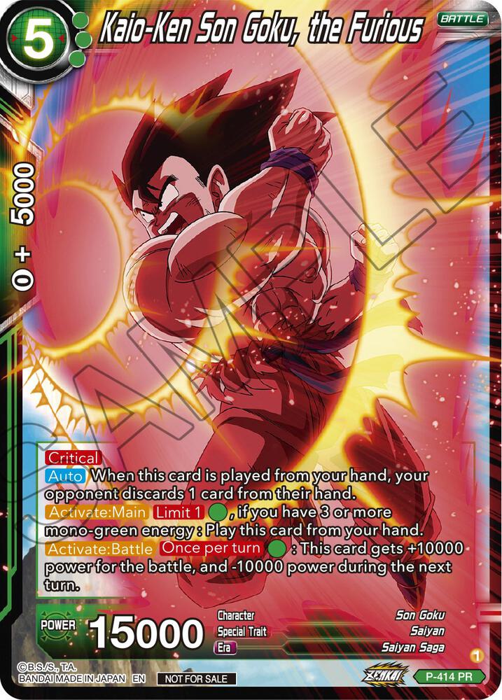 Kaio Ken Son Goku the Furious Zenkai Series Tournament Pack Vol1 P-414 Tournament Promotion Cards Dragonball Super card