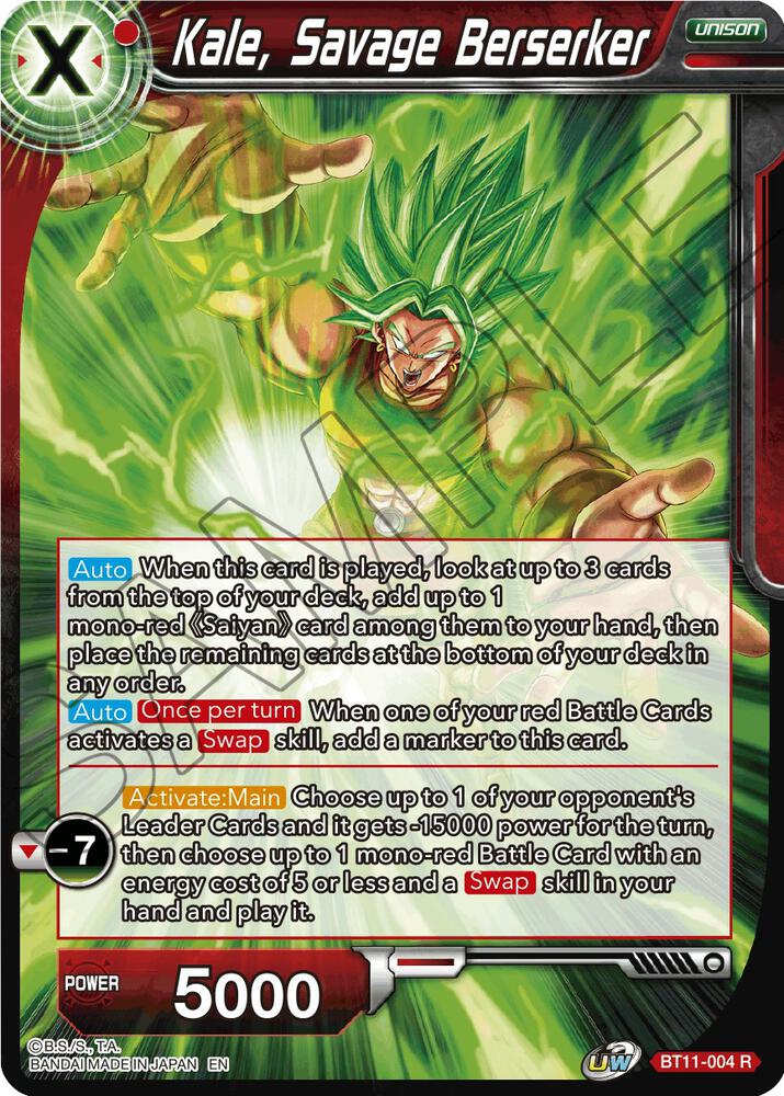 Kale Savage Berserker Foil BT11-004 Vermilion Bloodline Dragonball Super card