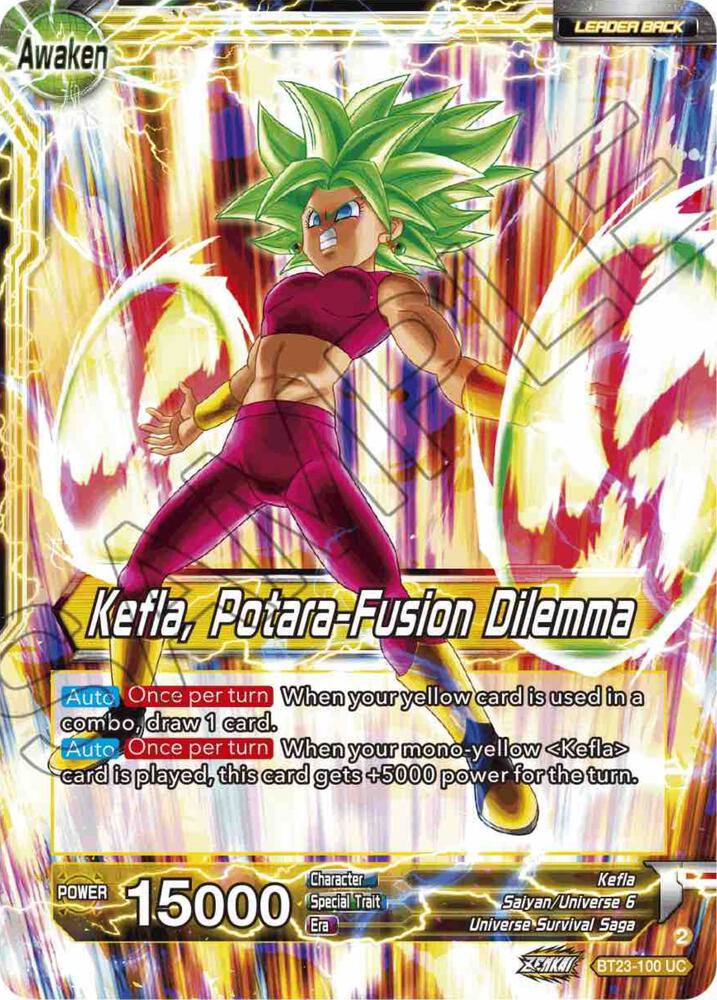 Kale and Caulifla Kefla Potara Fusion Dilemma Foil BT23-100 Perfect Combination Dragonball Super card