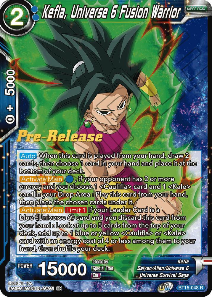 Kefla Universe 6 Fusion Warrior BT15-048 Saiyan Showdown Pre-Release Cards Dragonball Super card