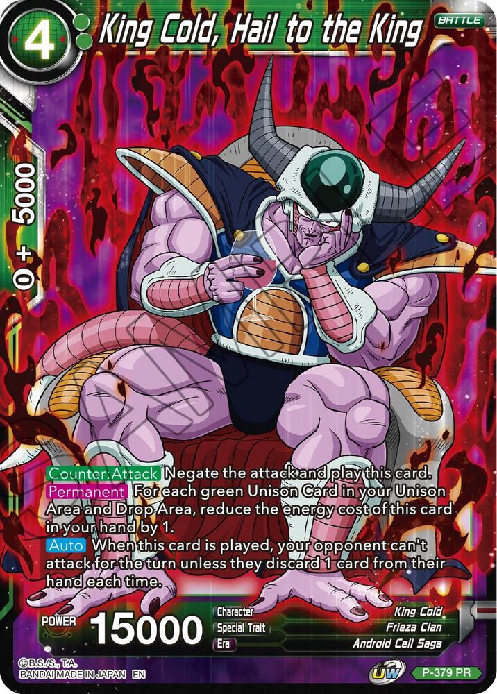 King Cold Hail to the King Foil P-379 Promotion Cards Dragonball Super card