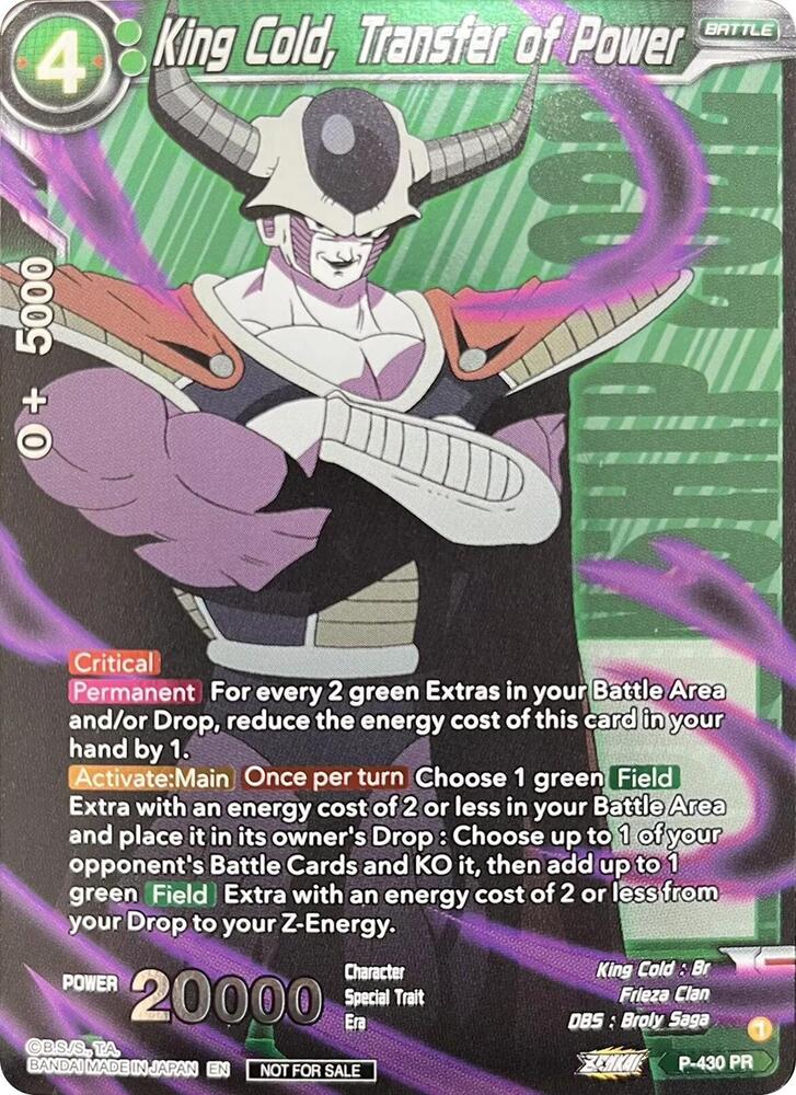 King Cold Transfer of Power Championship Pack 2022 Vol3 P-430 Tournament Promotion Cards Dragonball Super card