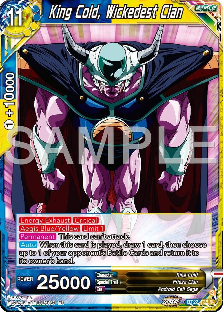 King Cold Wickedest Clan BT27-135 History of Z Dragonball Super card