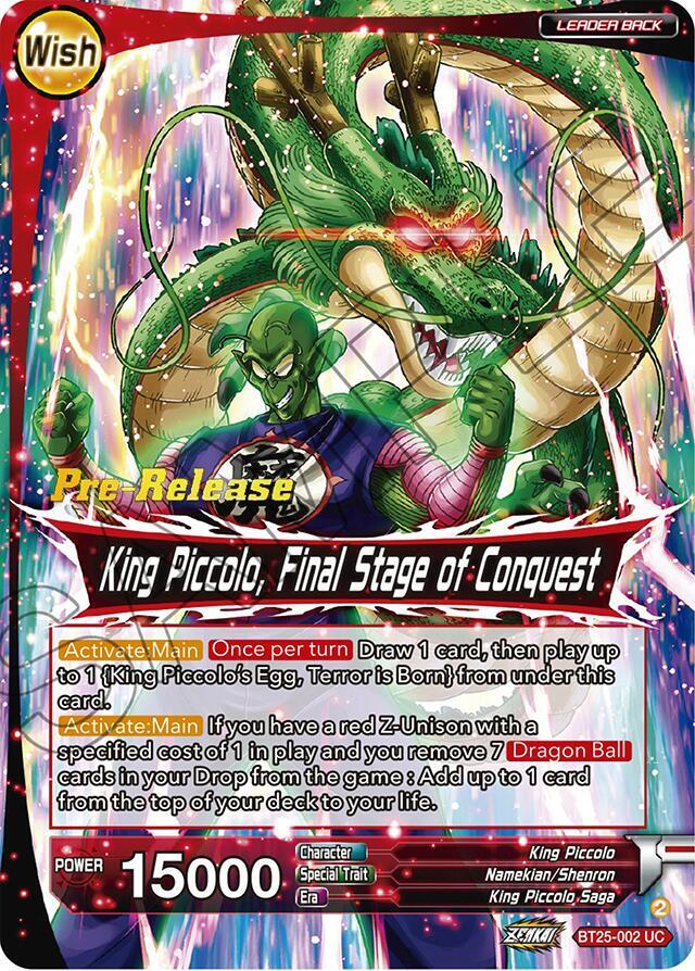 King Piccolo King Piccolo Final Stage of Conquest BT25-002 Legend of the Dragon Balls Pre-Release Cards Dragonball Super card