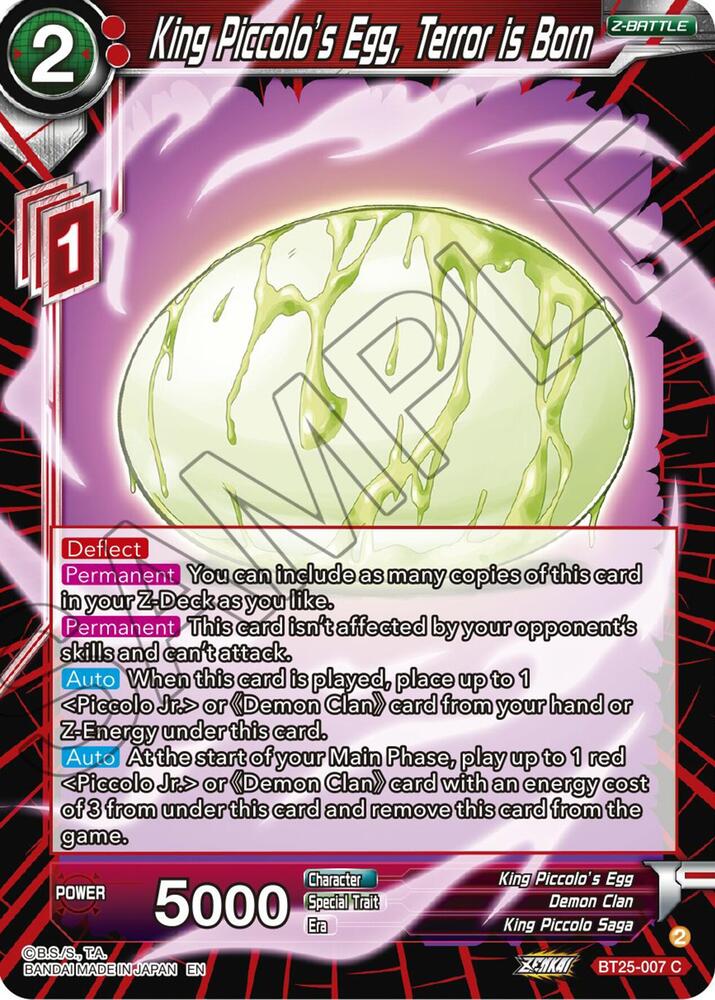 King Piccolos Egg Terror is Born BT25-007 Legend of the Dragon Balls Dragonball Super card