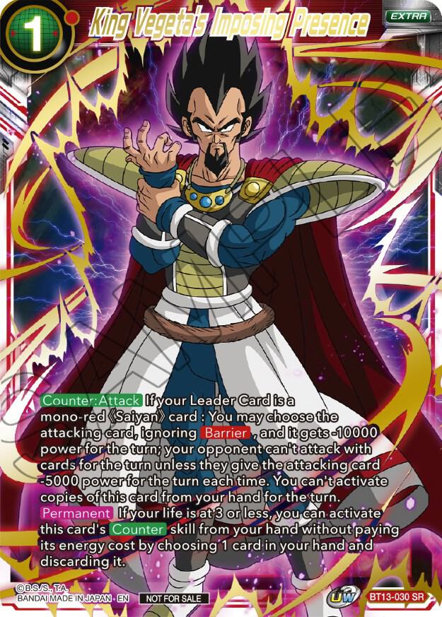 King Vegetas Imposing Presence Top 4 BT13-030 Tournament Promotion Cards Dragonball Super card