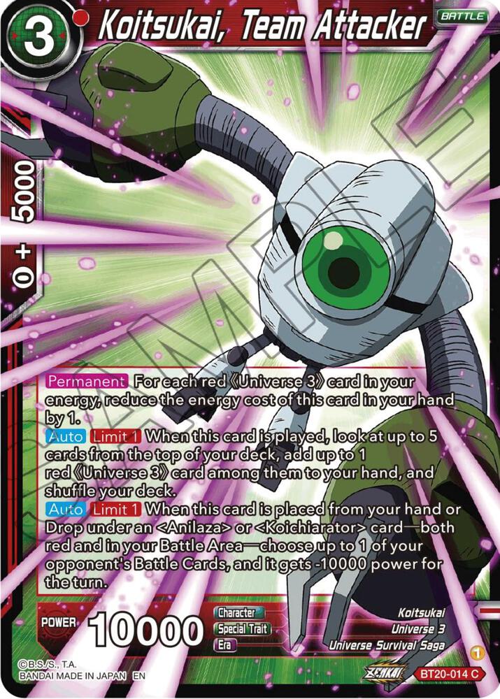 Koitsukai Team Attacker Foil BT20-014 Power Absorbed Dragonball Super card