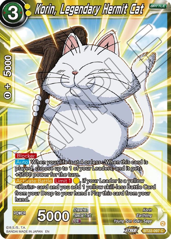 Korin Legendary Hermit Cat Foil BT22-097 Critical Blow Dragonball Super card