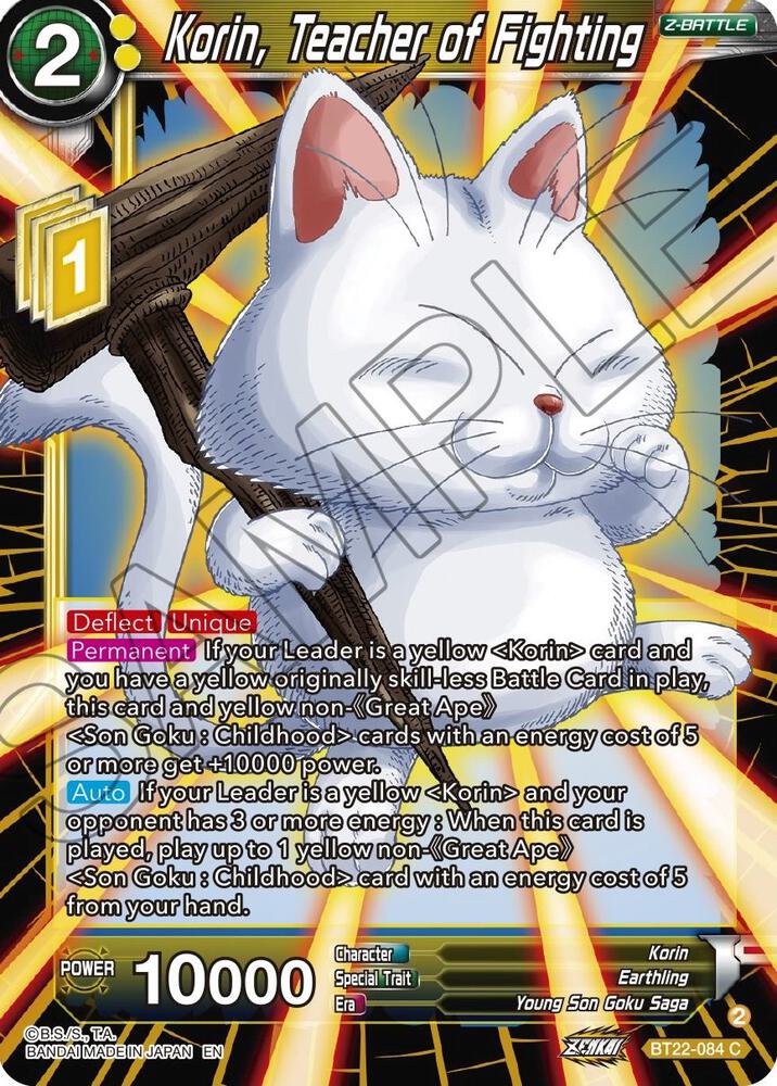 Korin Teacher of Fighting BT22-084 Critical Blow Dragonball Super card