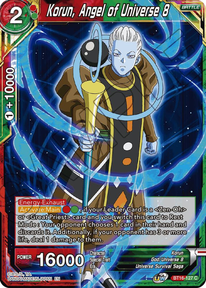 Korun Angel of Universe 8 Foil BT16-127 Realm of the Gods Dragonball Super card