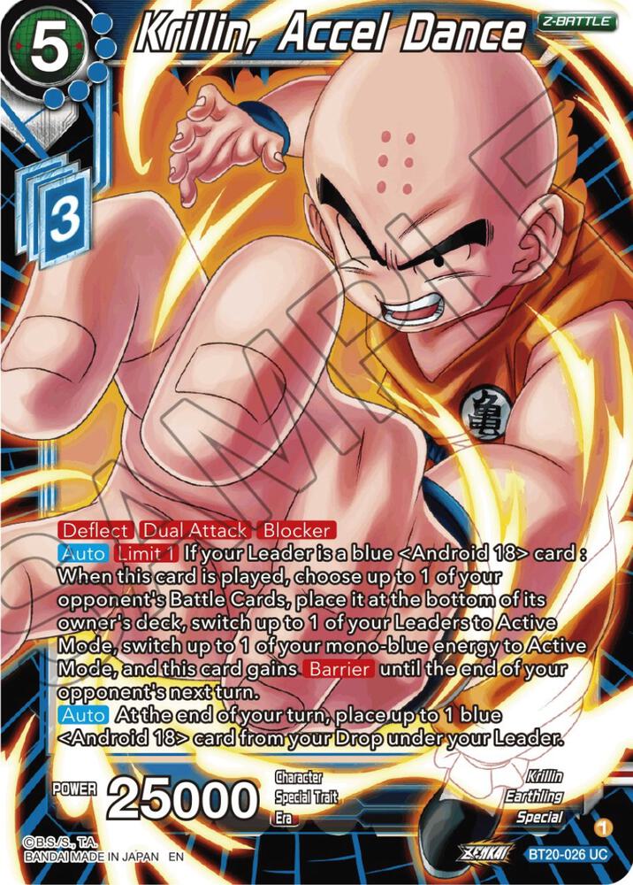 Krillin Accel Dance Foil BT20-026 Power Absorbed Dragonball Super card