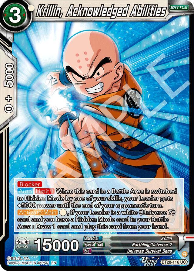 Krillin Acknowledged Abilities Foil BT28-116 Prismatic Clash Dragonball Super card