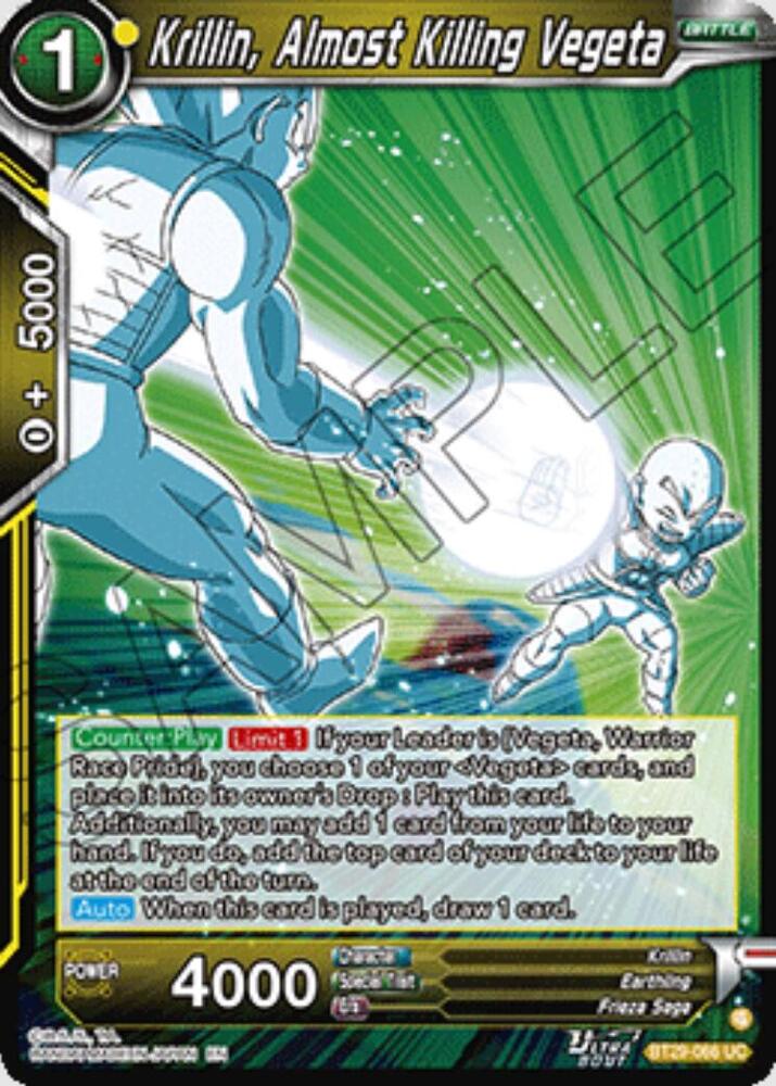 Krillin Almost Killing Vegeta BT29-066 Fearsome Rivals Dragonball Super card