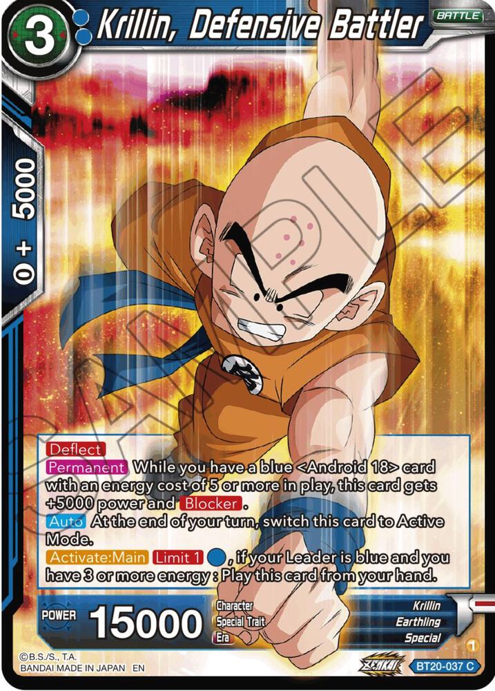 Krillin Defensive Battler Foil BT20-037 Power Absorbed Dragonball Super card
