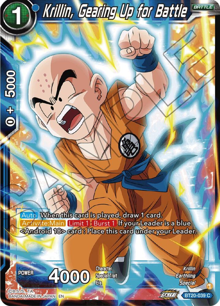 Krillin Gearing Up for Battle Foil BT20-039 Power Absorbed Dragonball Super card