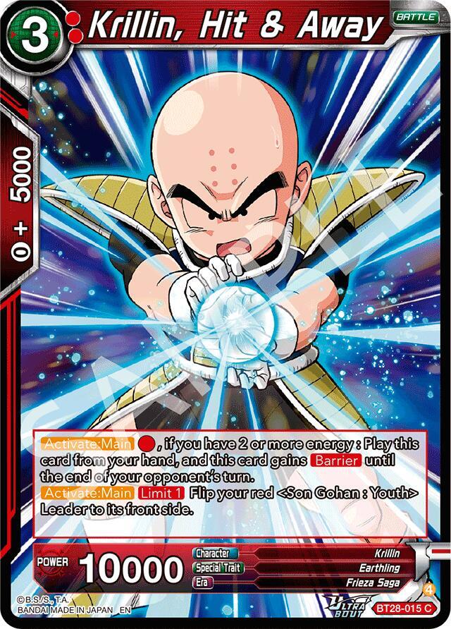 Krillin Hit and Away BT28-015 Prismatic Clash Dragonball Super card